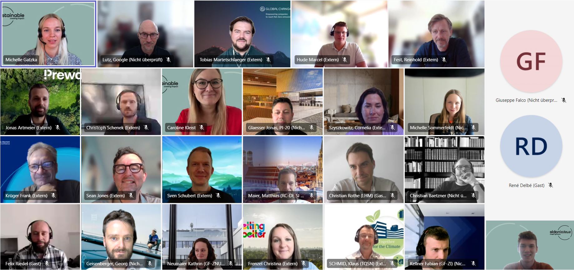 Screenshot eines Online-Meetings mehrerer Menschen zum Thema Digitalisierung